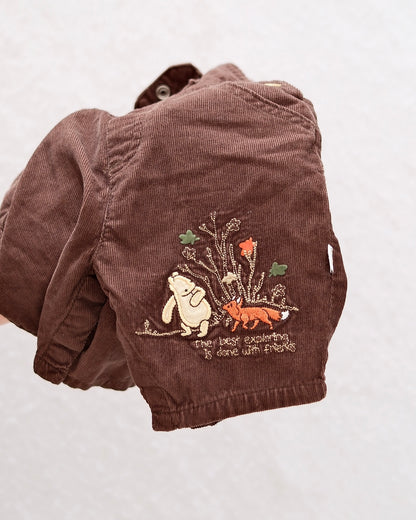 Y2K Classic Pooh Corduroy Overalls: Newborn