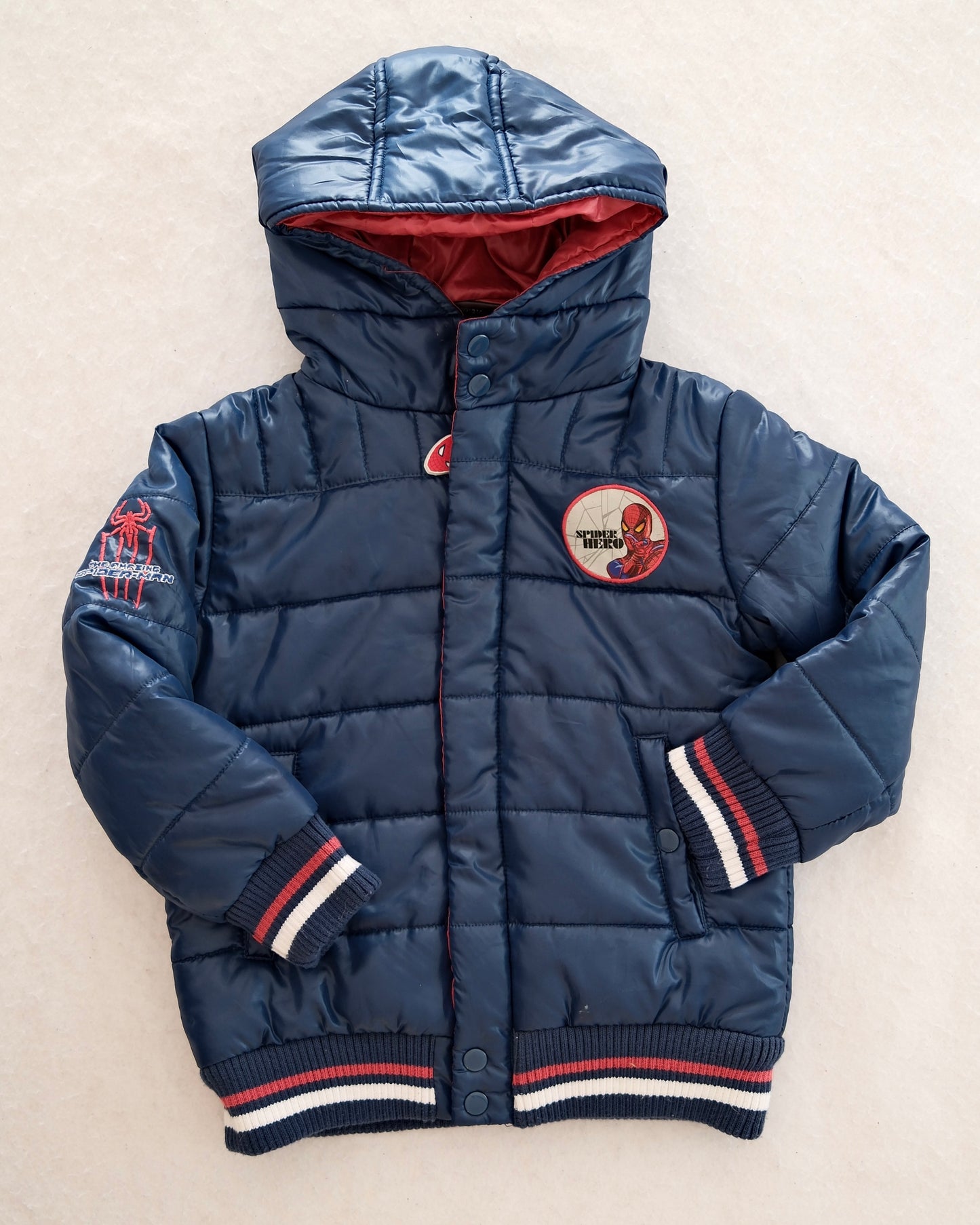 Y2K Amazing Spider-Man Hooded Puffer Jacket: 6y