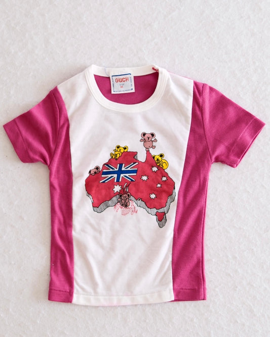 Vintage Australia Souvenir Colorblock Tee, 3T - Yellow Clover Vintage Kids Clothes