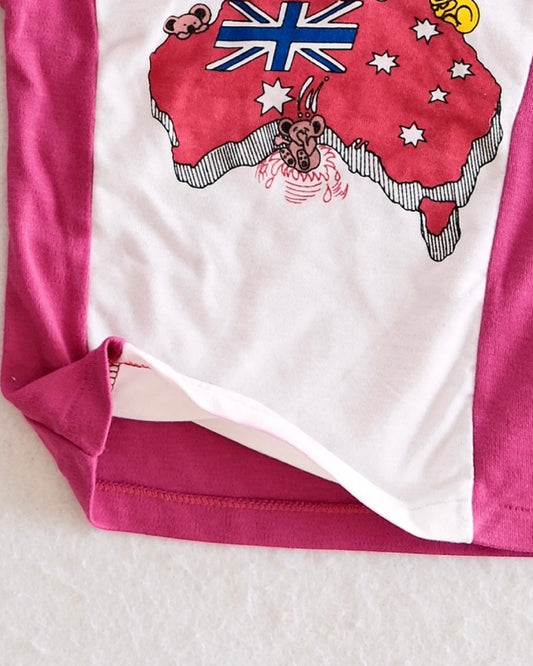 Vintage Australia Souvenir Colorblock Tee, 3T - Yellow Clover Vintage Kids Clothes