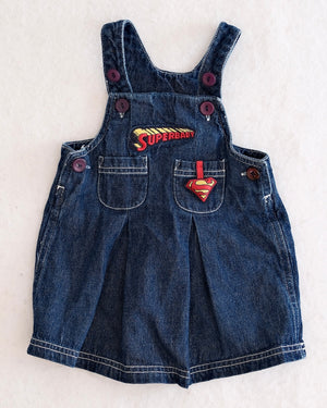Vintager Warner Bros Superman Superbaby Denim Jumper Dress: 9m