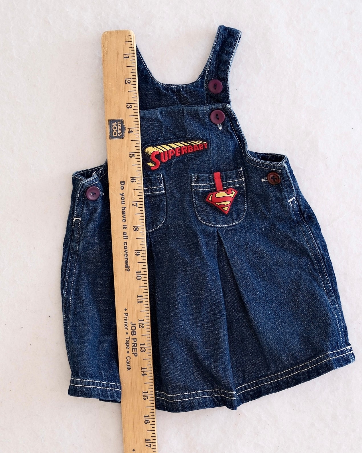 Vintager Warner Bros Superman Superbaby Denim Jumper Dress: 9m