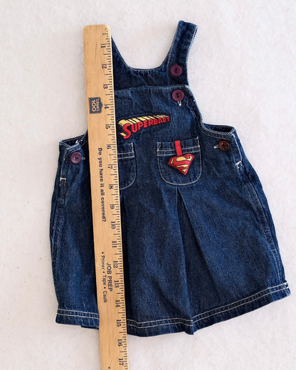 Vintager Warner Bros Superman Superbaby Denim Jumper Dress: 9m
