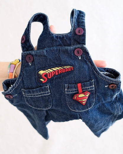 Vintager Warner Bros Superman Superbaby Denim Jumper Dress: 9m