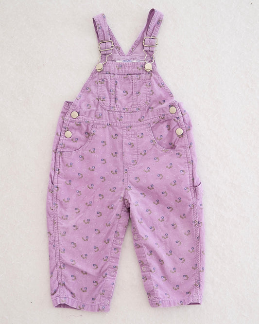 Vintage Hearts & Flowers Corduroy Overalls: 12m