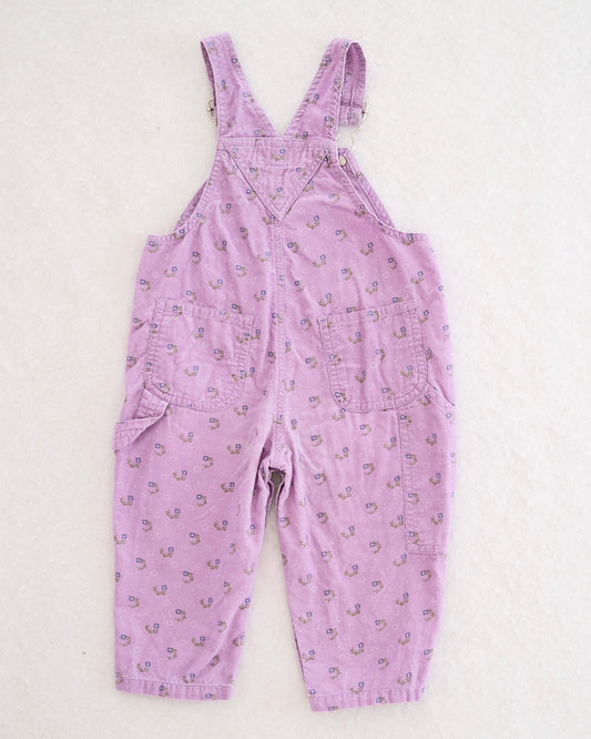 Vintage Hearts & Flowers Corduroy Overalls: 12m