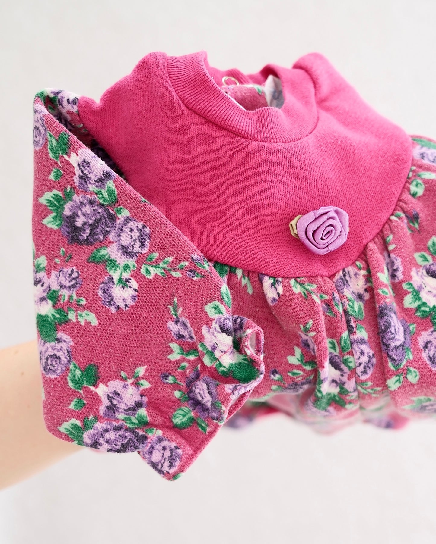 Vintage Stork Club Floral Sweatshirt Romper: 12M