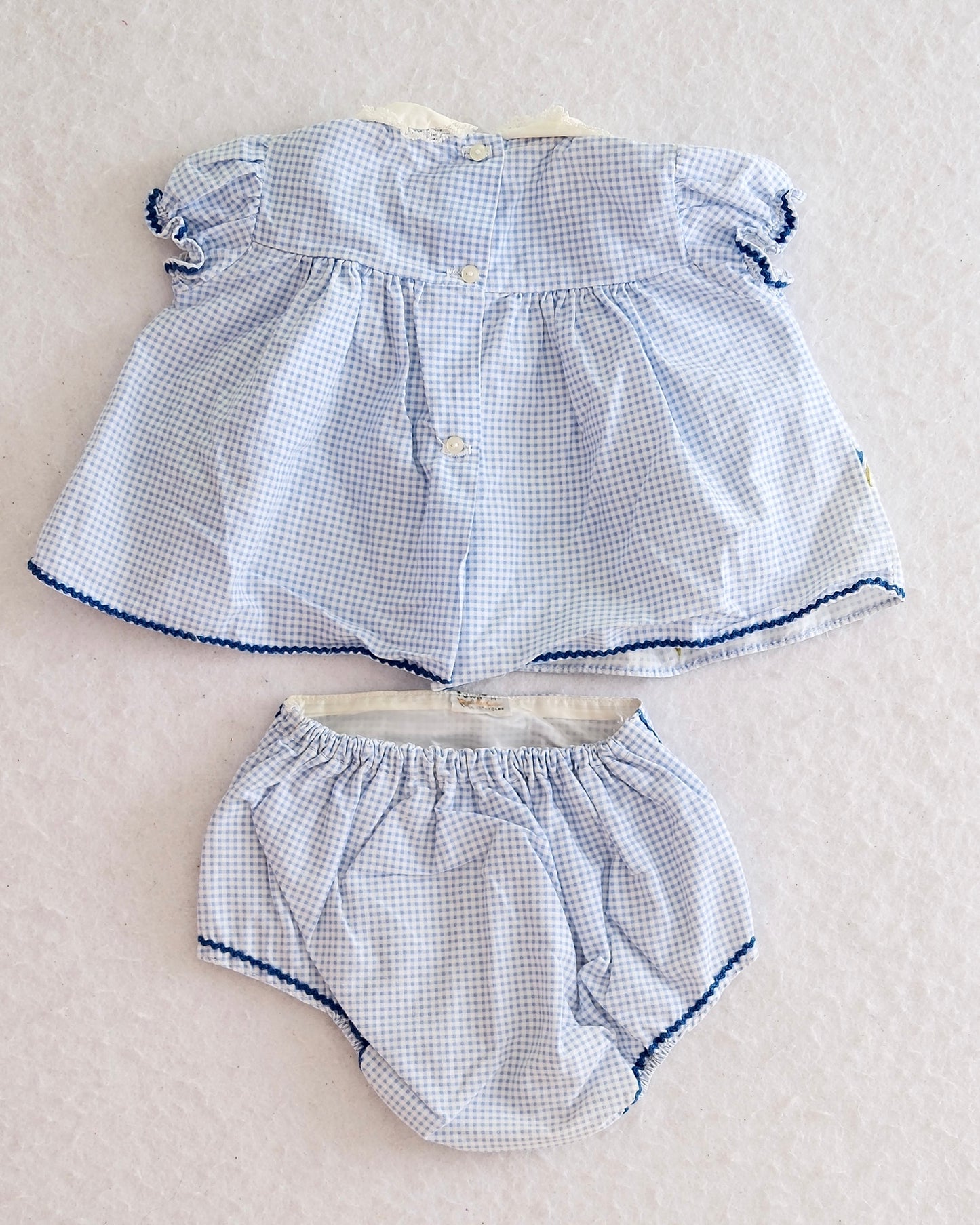 Vintage Fawn Togs Dutch Print Dress & Bloomer Set: 9m?