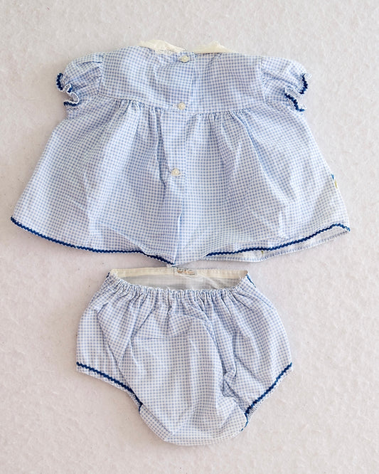 Vintage Fawn Togs Dutch Print Dress & Bloomer Set: 9m?