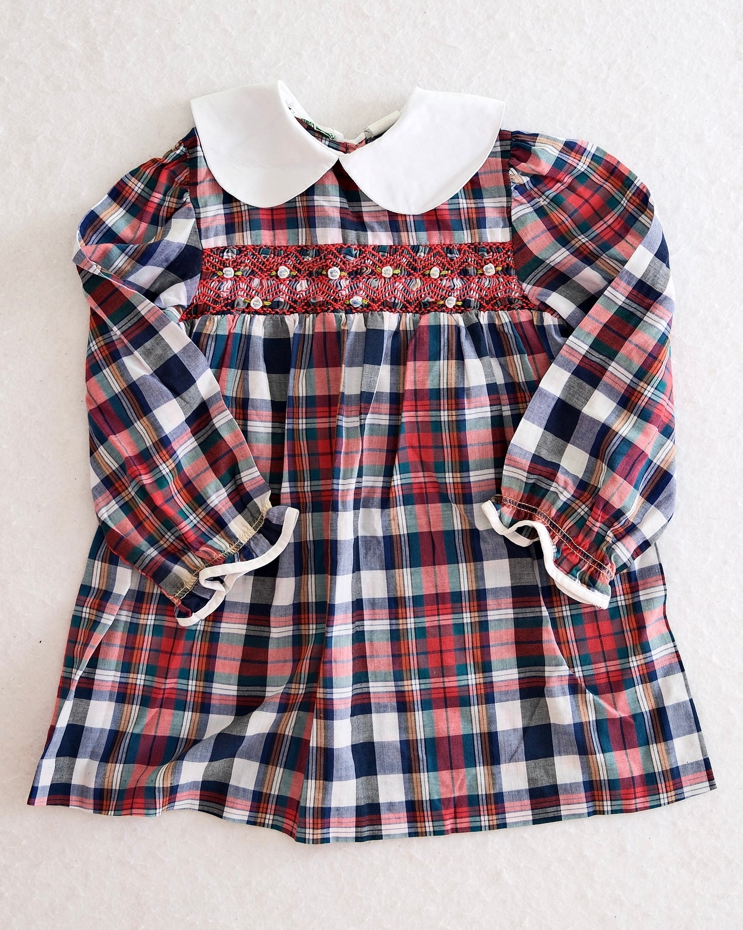 Vintage Alyssa Plaid Smocked Dress: 5