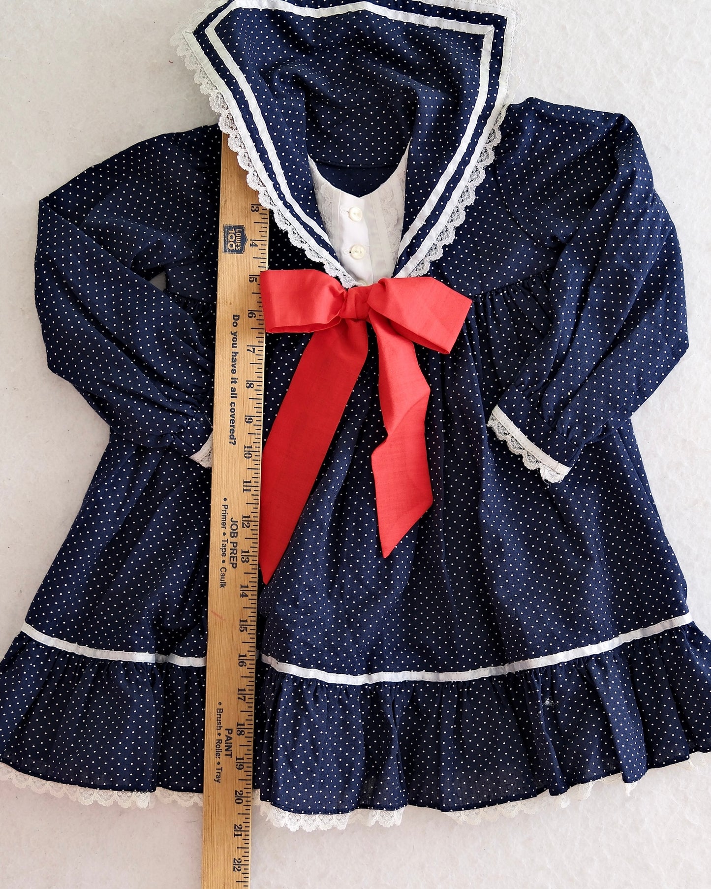 Vintage Navy Polka Dot Sailor Dress: 4T?