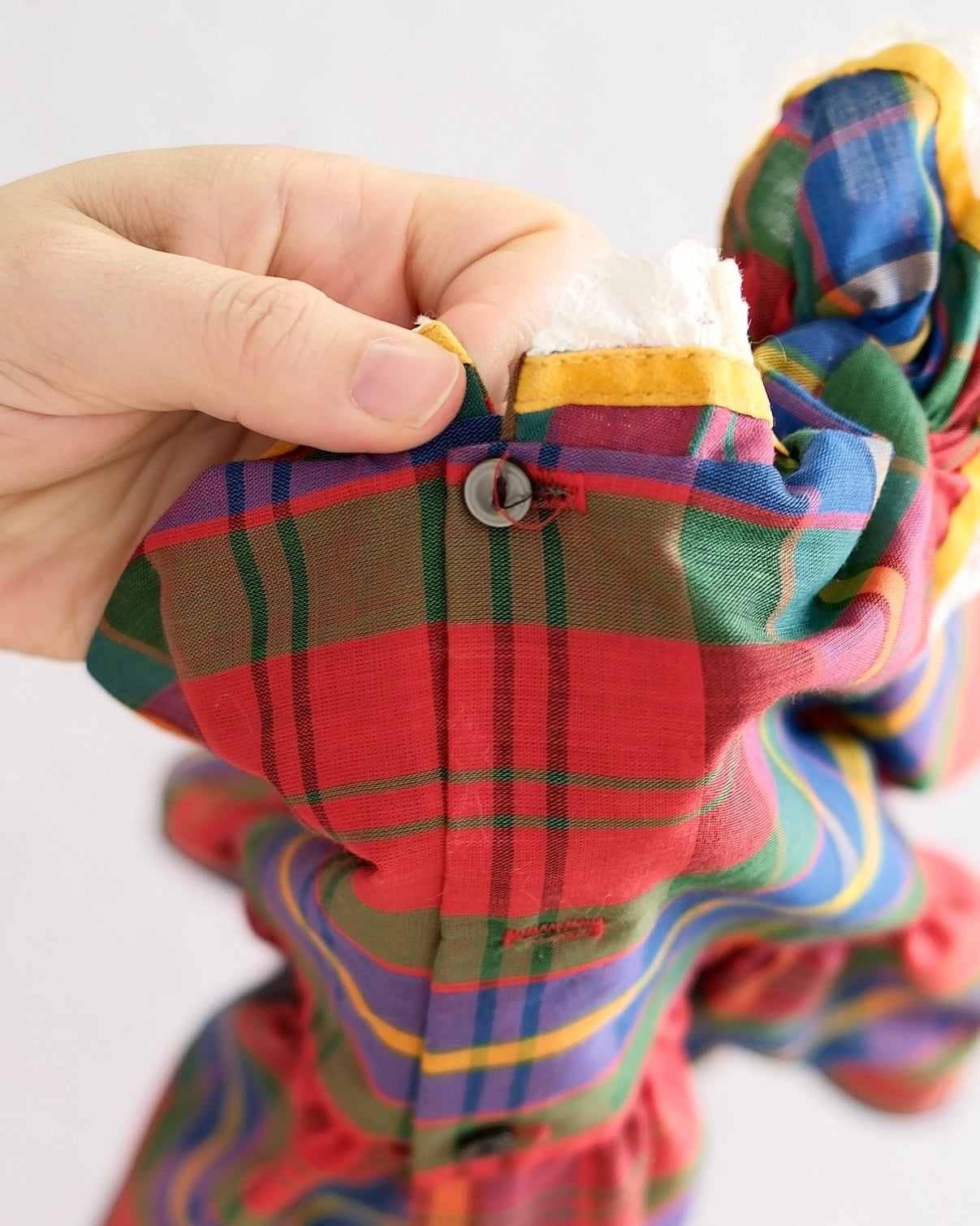 Vintage Polly Flinders Rainbow Plaid Smocked Dress: 2t