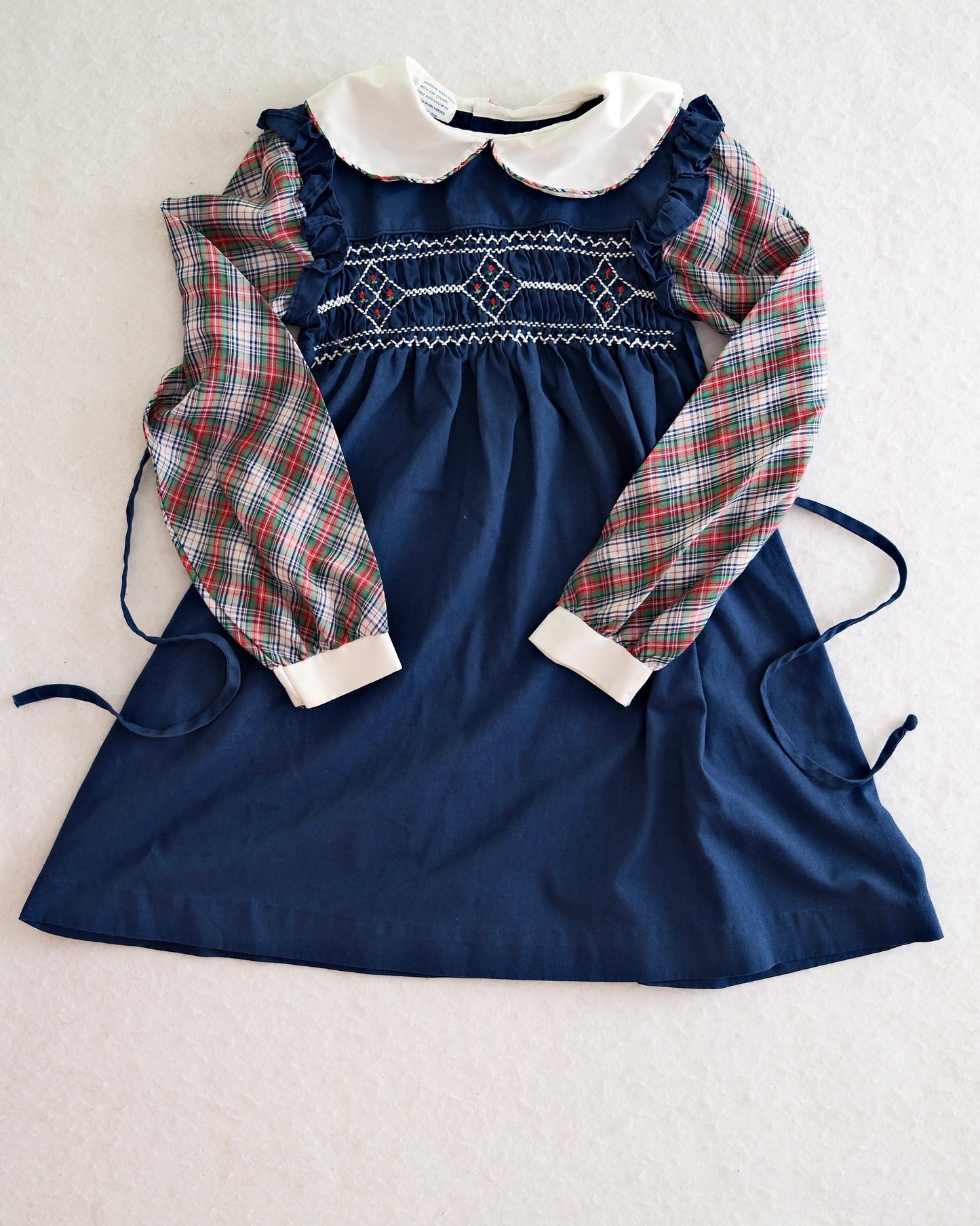 Vintage Princess Anne Plaid Smocked Dress: 6X