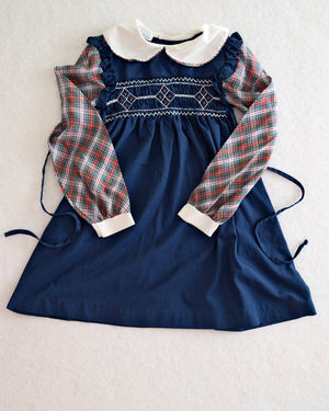 Vintage Princess Anne Plaid Smocked Dress: 6X