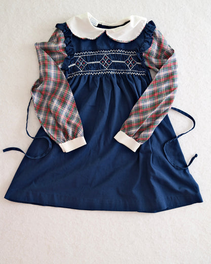 Vintage Princess Anne Plaid Smocked Dress: 6X