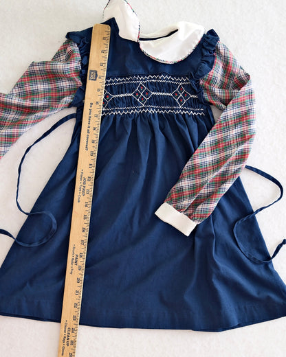 Vintage Princess Anne Plaid Smocked Dress: 6X