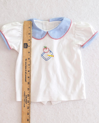 Modern Boutique Apple & Pencil Peter Pan Top: 2t