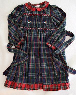 Vintage M.C. Collection Green Tartan Smocked Dress: 6x