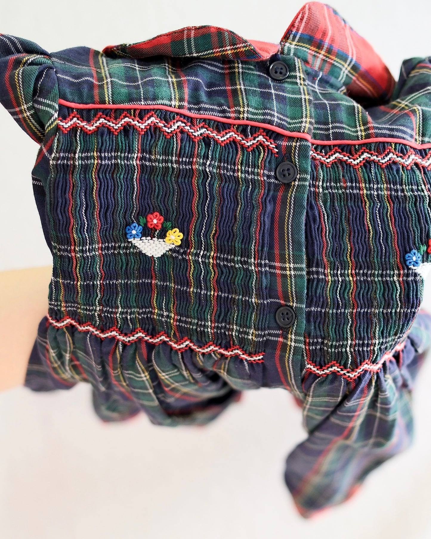 Vintage M.C. Collection Green Tartan Smocked Dress: 6x