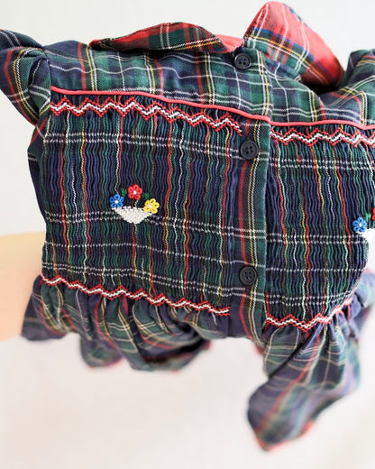 Vintage M.C. Collection Green Tartan Smocked Dress: 6x