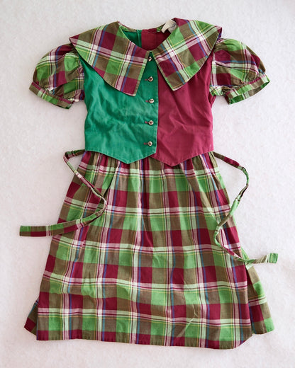 Vintage Cinderella Plaid Puff Sleeve Dress Set: 6