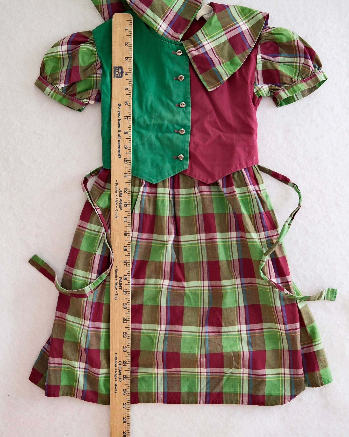 Vintage Cinderella Plaid Puff Sleeve Dress Set: 6