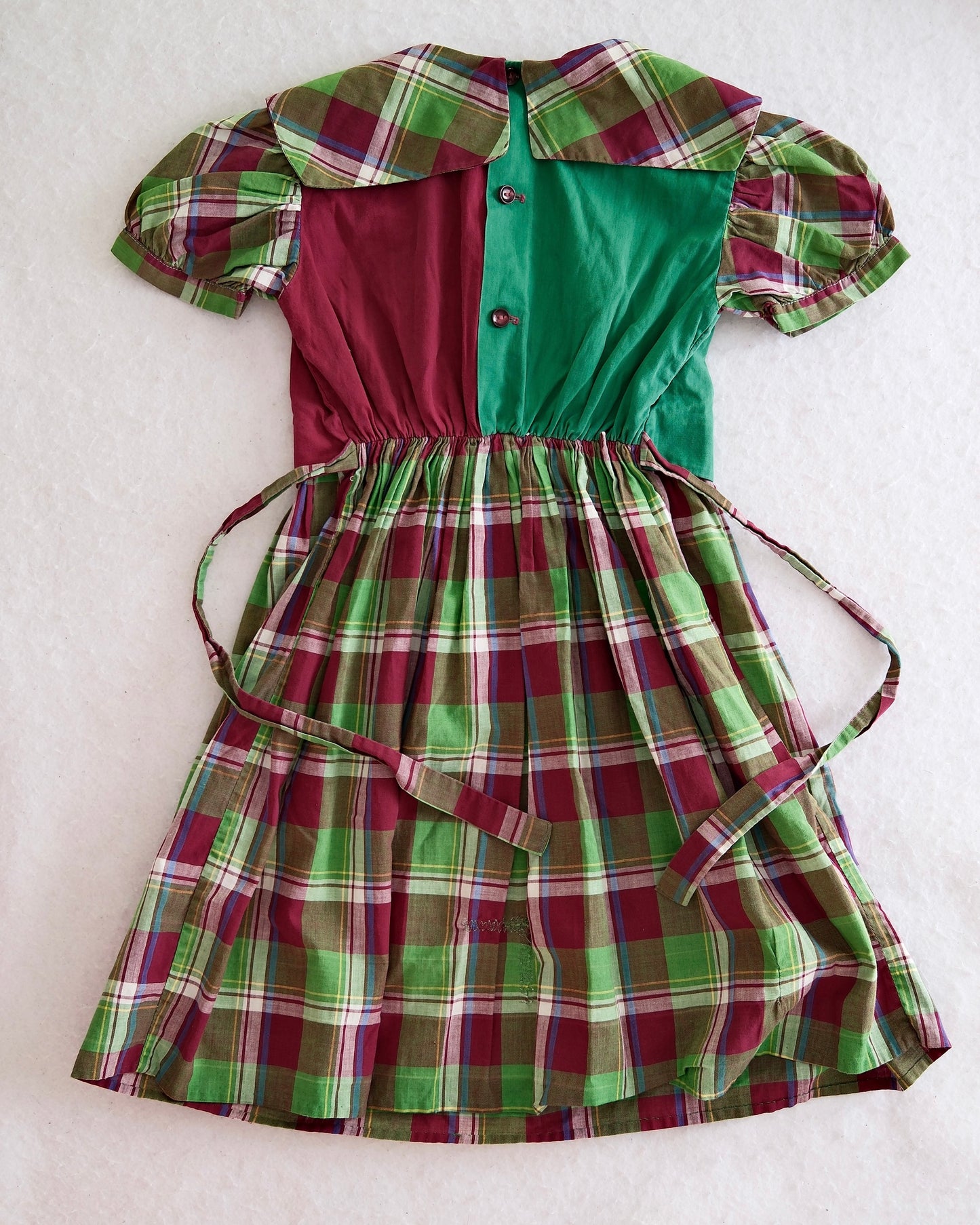 Vintage Cinderella Plaid Puff Sleeve Dress Set: 6
