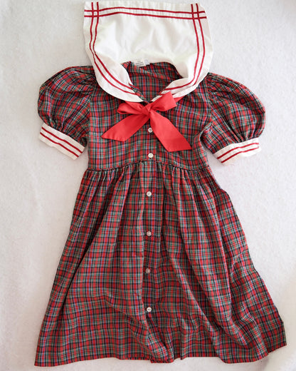 Vintage Jayne Copeland Red Tartan Sailor Dress: 6