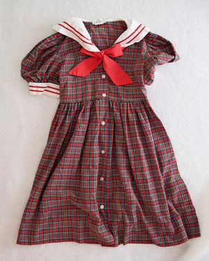 Vintage Jayne Copeland Red Tartan Sailor Dress: 6