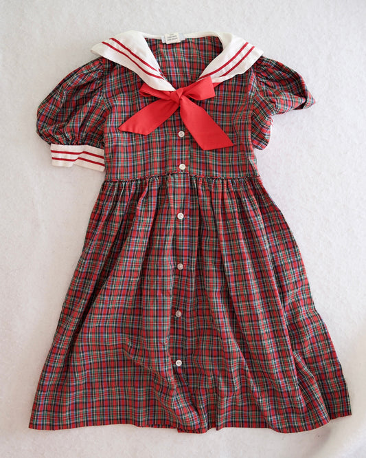 Vintage Jayne Copeland Red Tartan Sailor Dress: 6