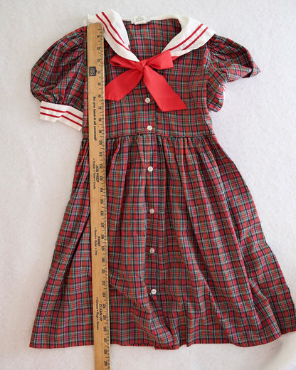 Vintage Jayne Copeland Red Tartan Sailor Dress: 6
