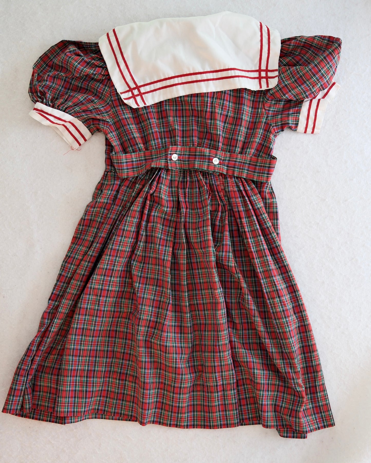 Vintage Jayne Copeland Red Tartan Sailor Dress: 6