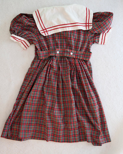 Vintage Jayne Copeland Red Tartan Sailor Dress: 6