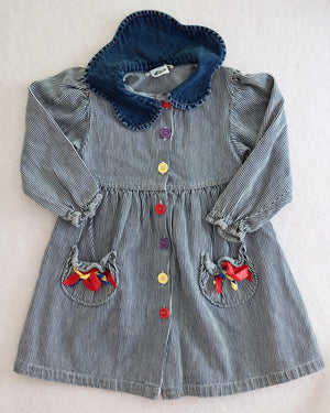 Vintage Playclothes Denim Stripe Pocket Dress: 5T