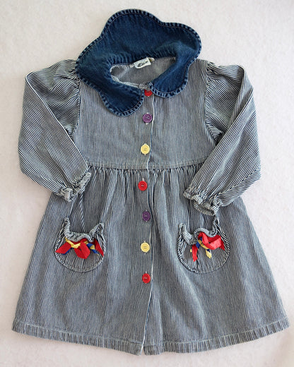 Vintage Playclothes Denim Stripe Pocket Dress: 5T