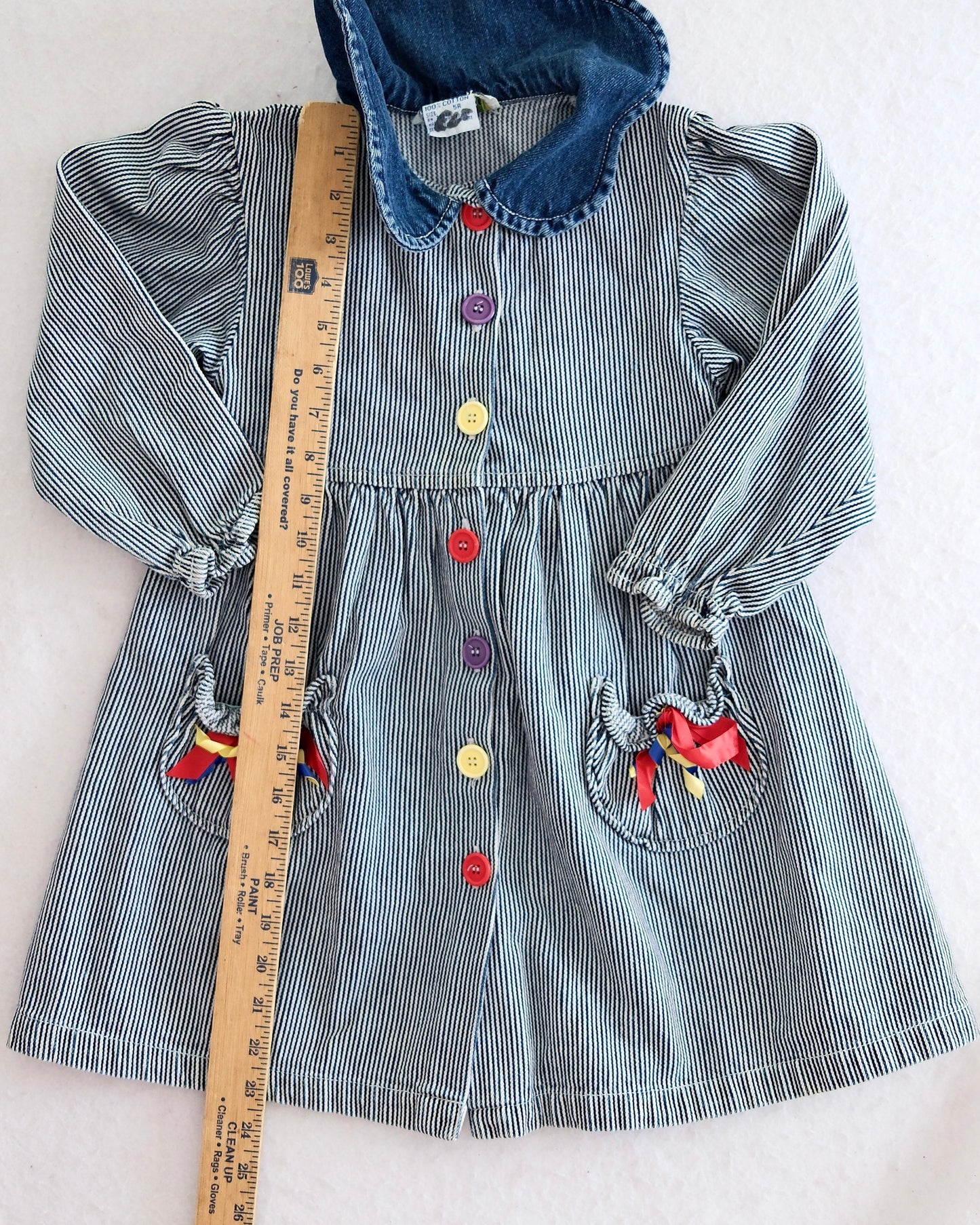 Vintage Playclothes Denim Stripe Pocket Dress: 5T