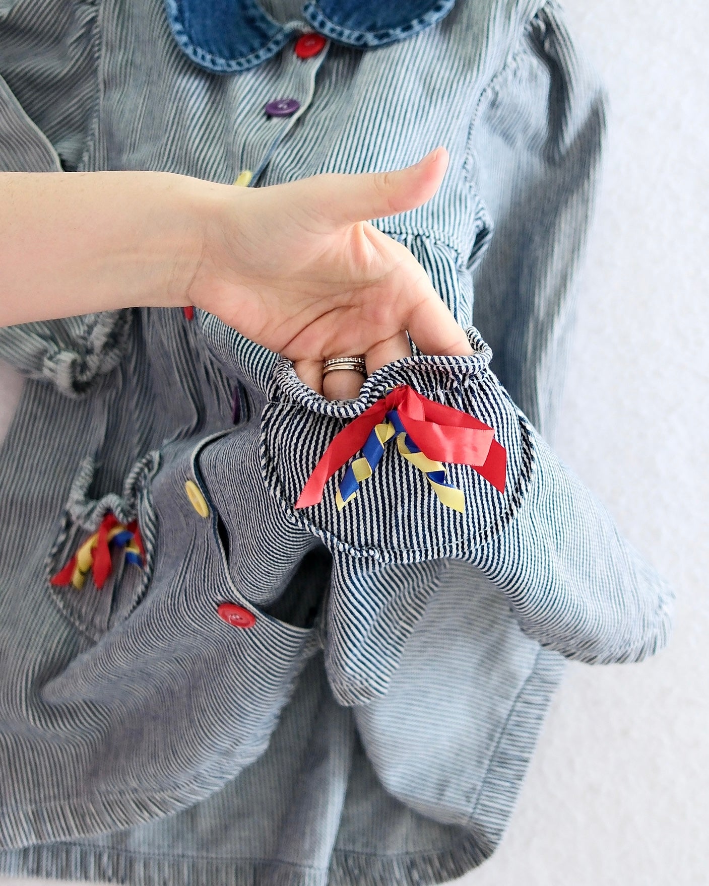Vintage Playclothes Denim Stripe Pocket Dress: 5T