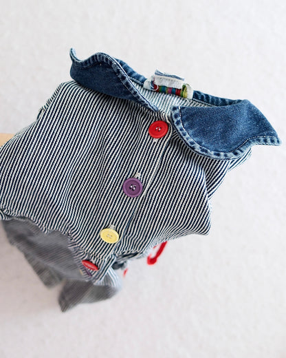 Vintage Playclothes Denim Stripe Pocket Dress: 5T