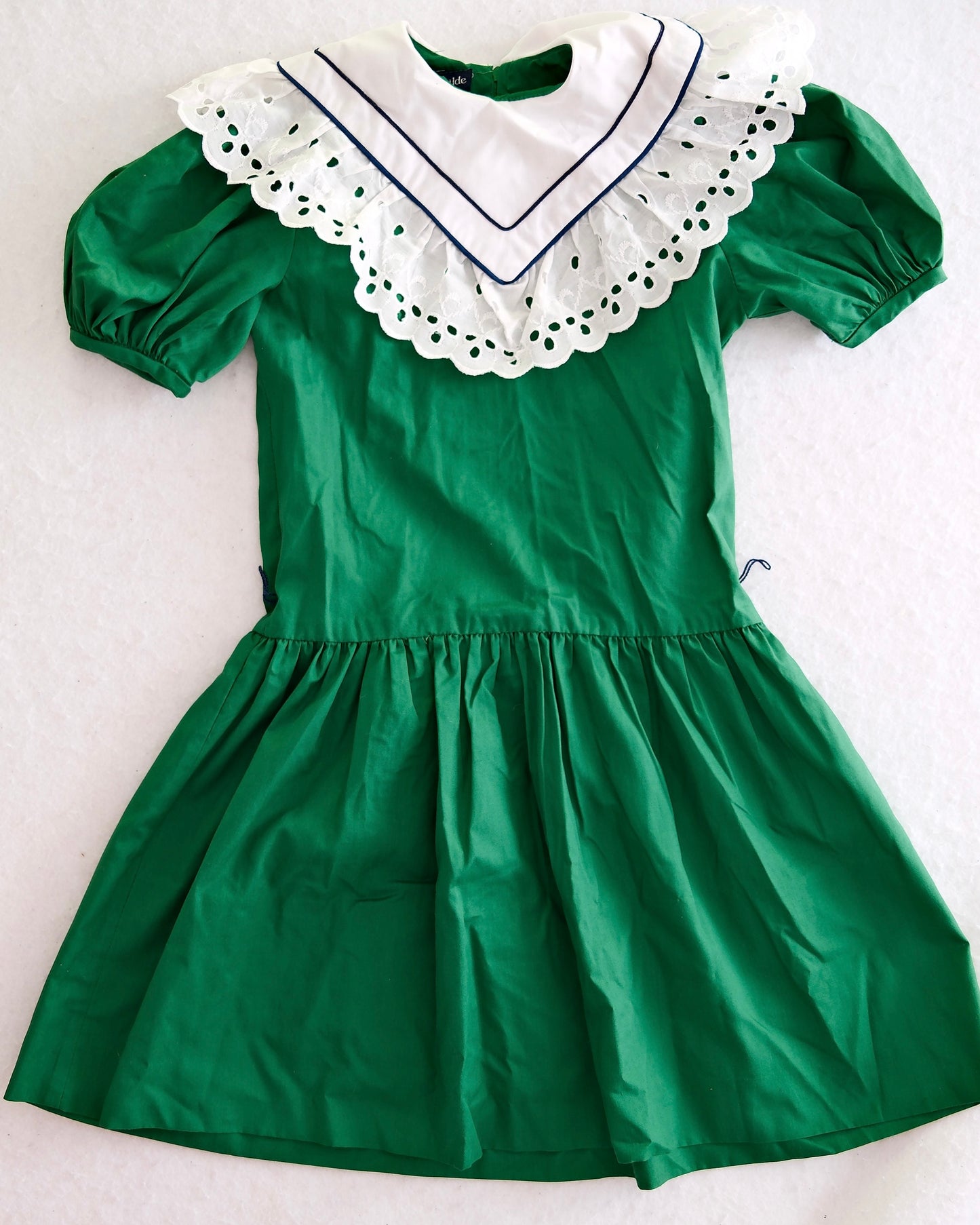 Vintage Erin Fairchilde Green Eyelet Collar Dress: 6x