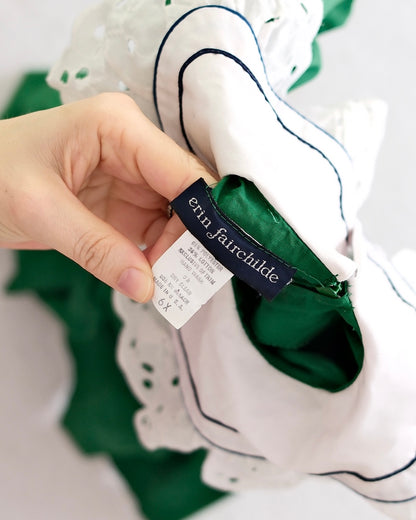 Vintage Erin Fairchilde Green Eyelet Collar Dress: 6x