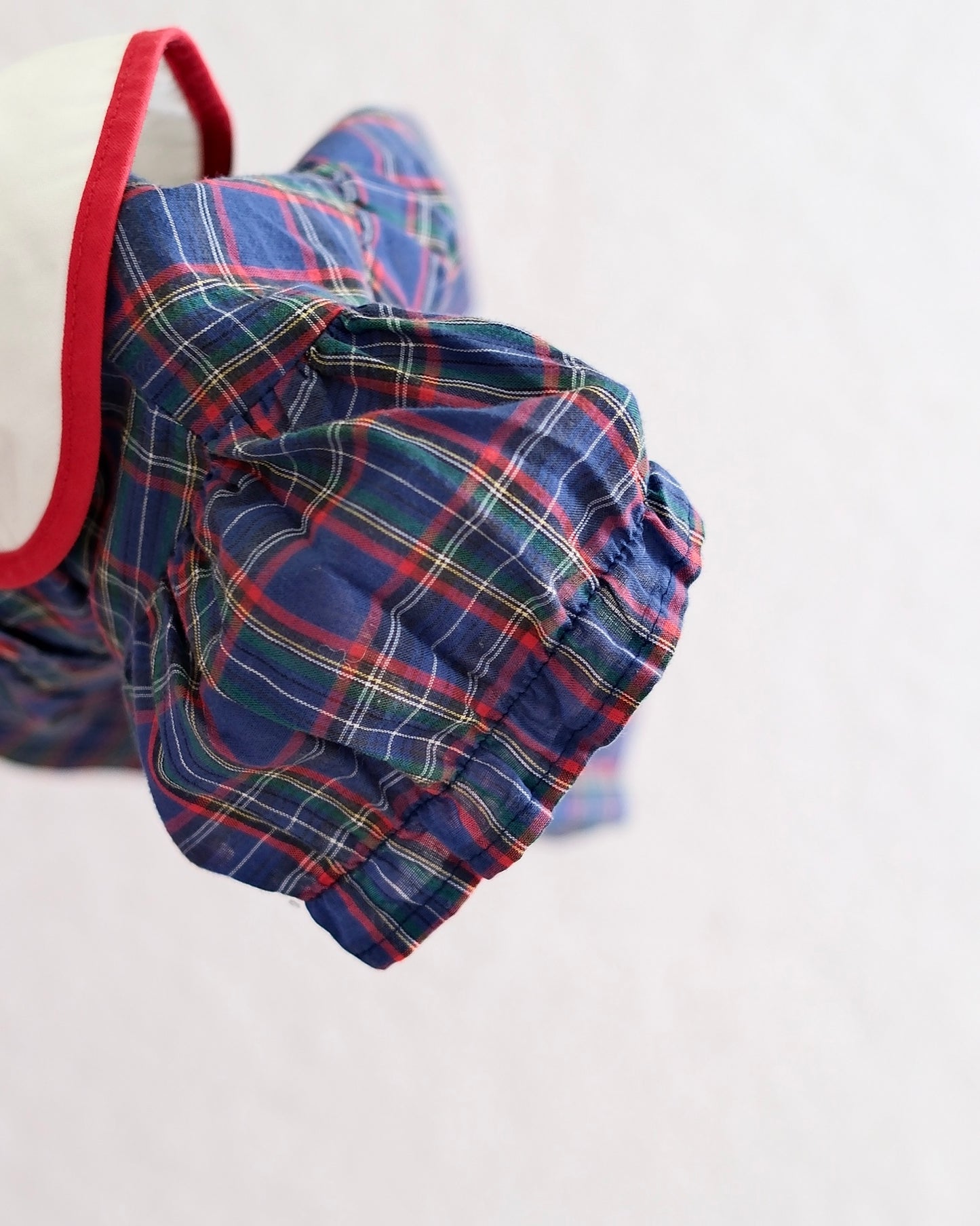 Vintage Navy Plaid Bell Applique Dress: 18m?