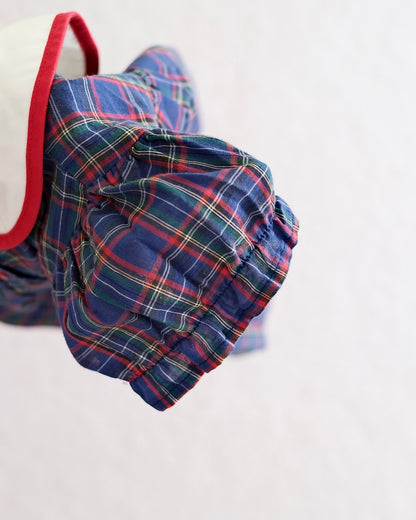 Vintage Navy Plaid Bell Applique Dress: 18m?