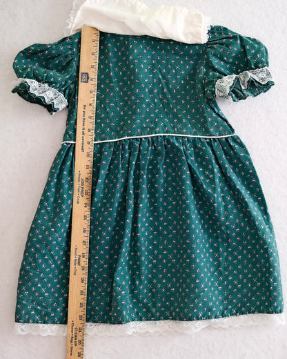Vintage Handmade Green Floral Prairie Dress: 6y?