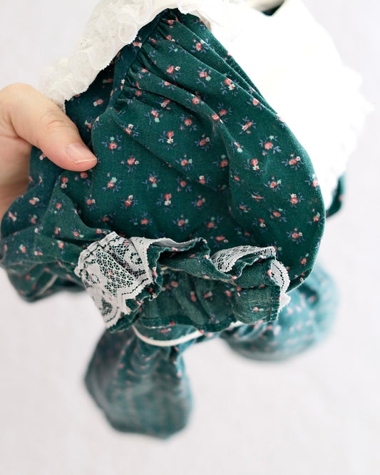 Vintage Handmade Green Floral Prairie Dress: 6y?