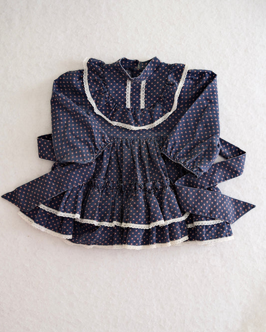 Vintage Bryan Navy Calico Prairie Dress: 2t
