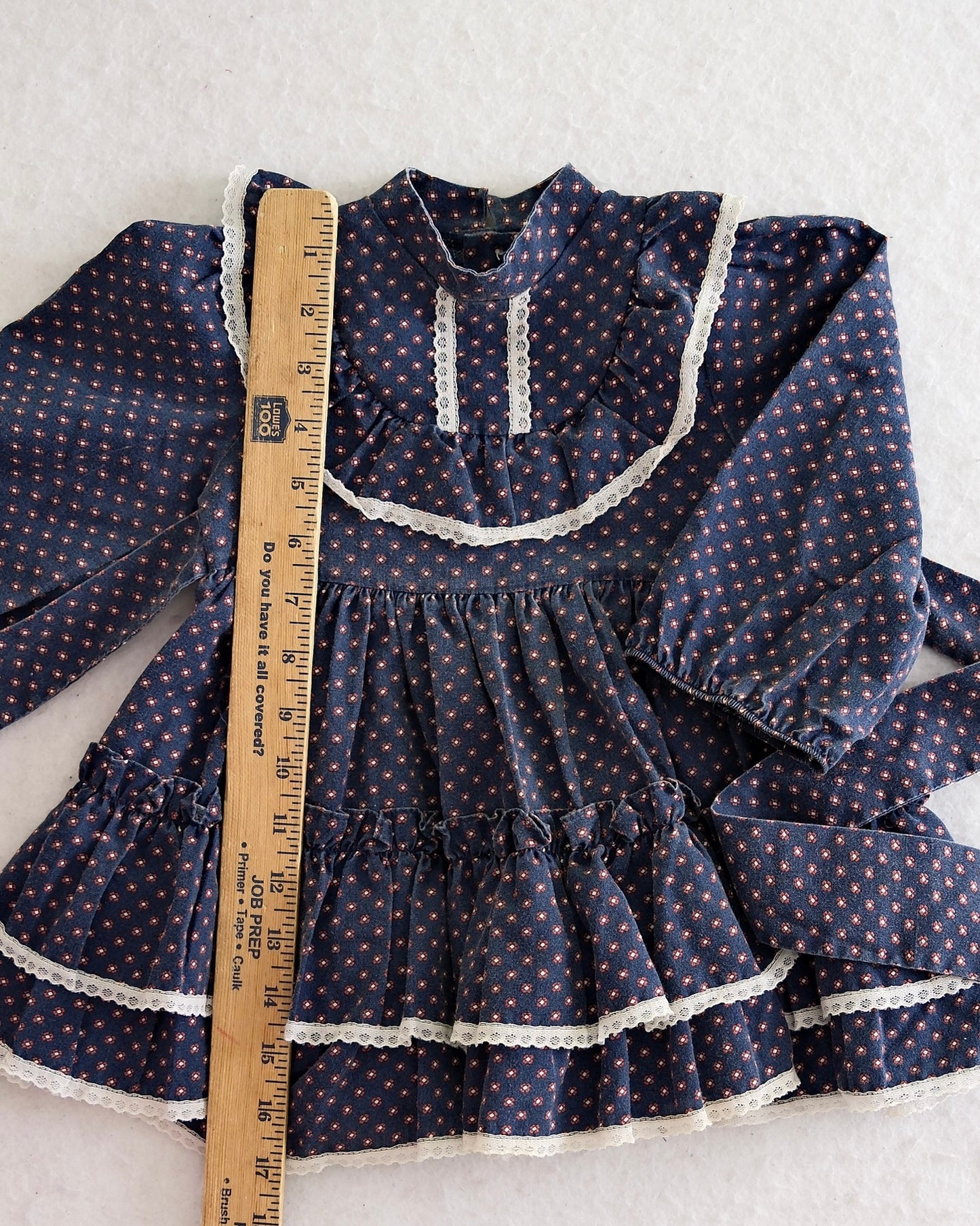 Vintage Bryan Navy Calico Prairie Dress: 2t