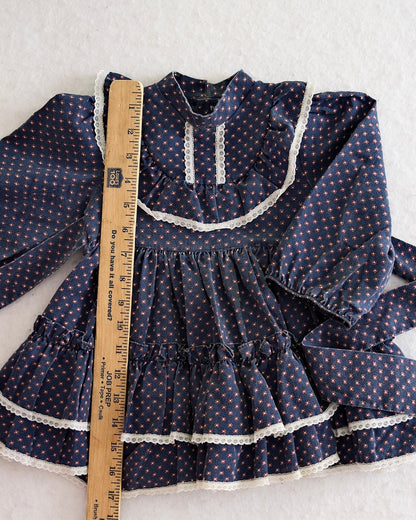 Vintage Bryan Navy Calico Prairie Dress: 2t