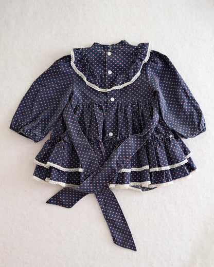 Vintage Bryan Navy Calico Prairie Dress: 2t