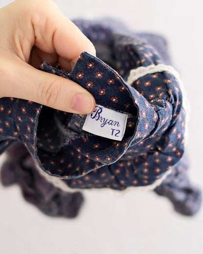 Vintage Bryan Navy Calico Prairie Dress: 2t