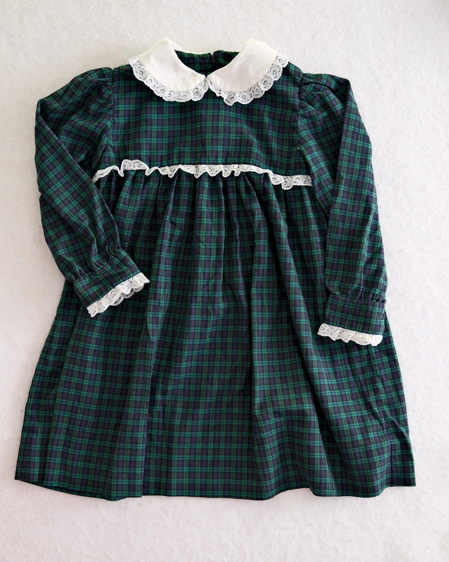 Vintage Handmade Green Plaid Dress: 5T?